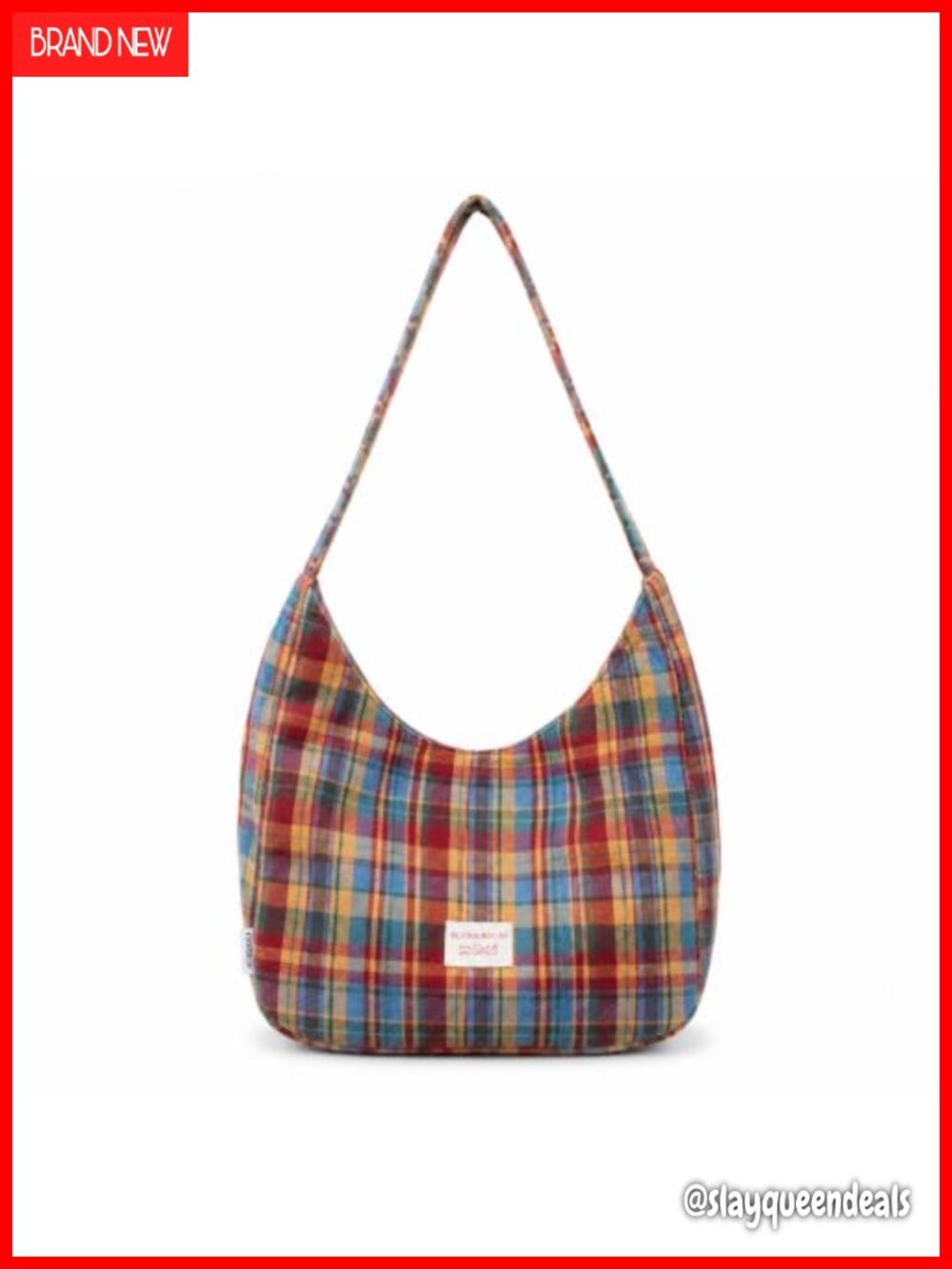 Tweed Plaid Hobo Shoulder Bag Gingham Patchwork